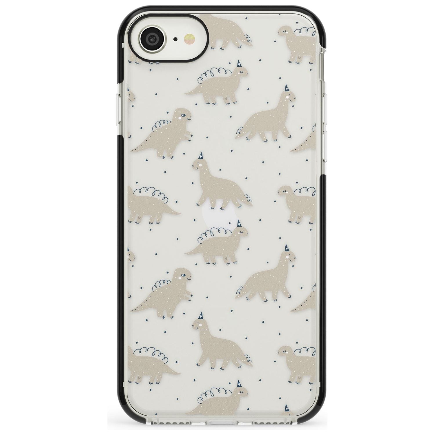 Adorable Dinosaurs Pattern (Clear) Black Impact Phone Case for iPhone SE 8 7 Plus