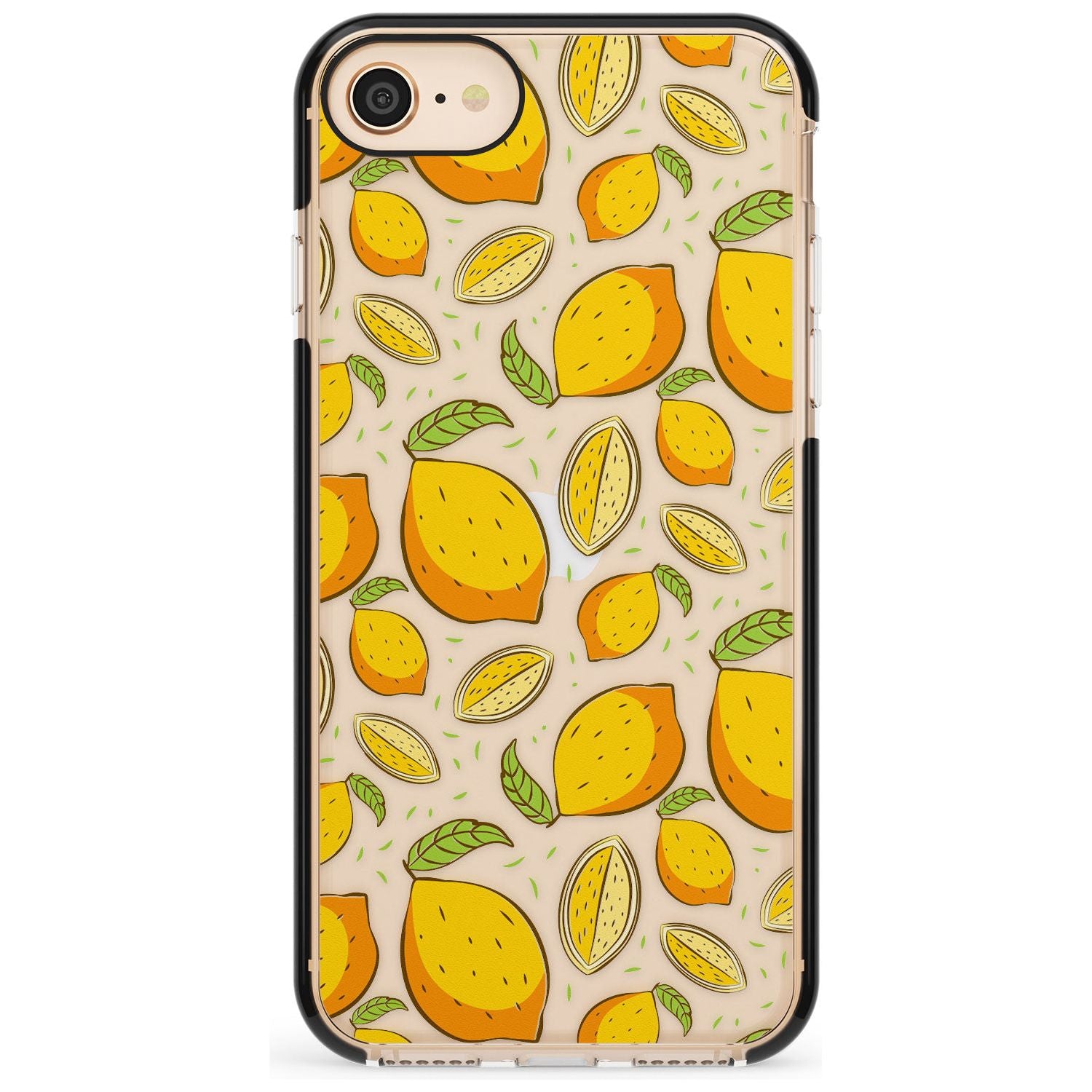 Lemon Pattern Black Impact Phone Case for iPhone SE 8 7 Plus