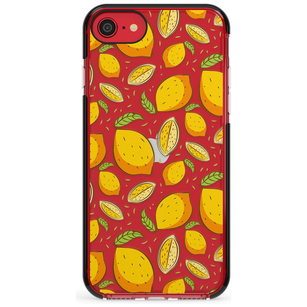 Lemon Pattern Black Impact Phone Case for iPhone SE 8 7 Plus