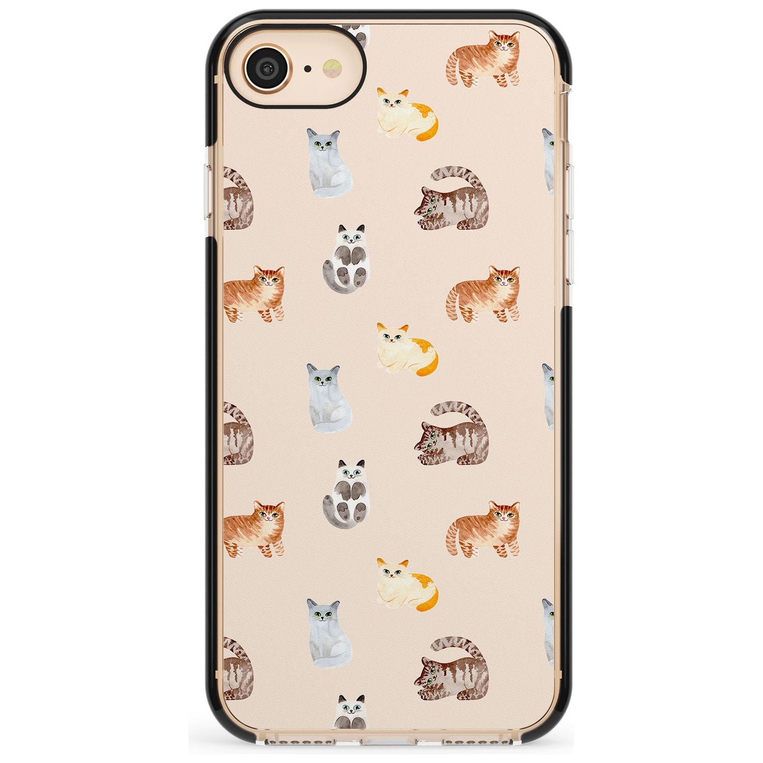 Cute Cat Pattern Pink Fade Impact Phone Case for iPhone SE 8 7 Plus