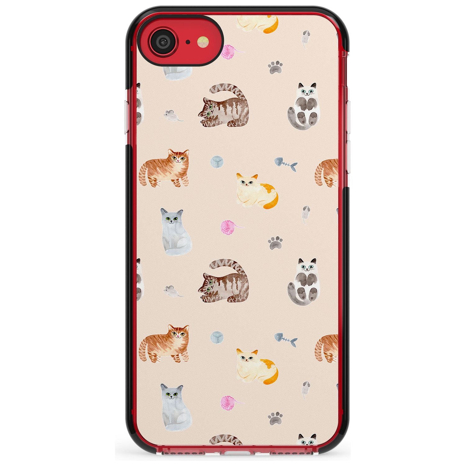 Cats with Toys Pink Fade Impact Phone Case for iPhone SE 8 7 Plus
