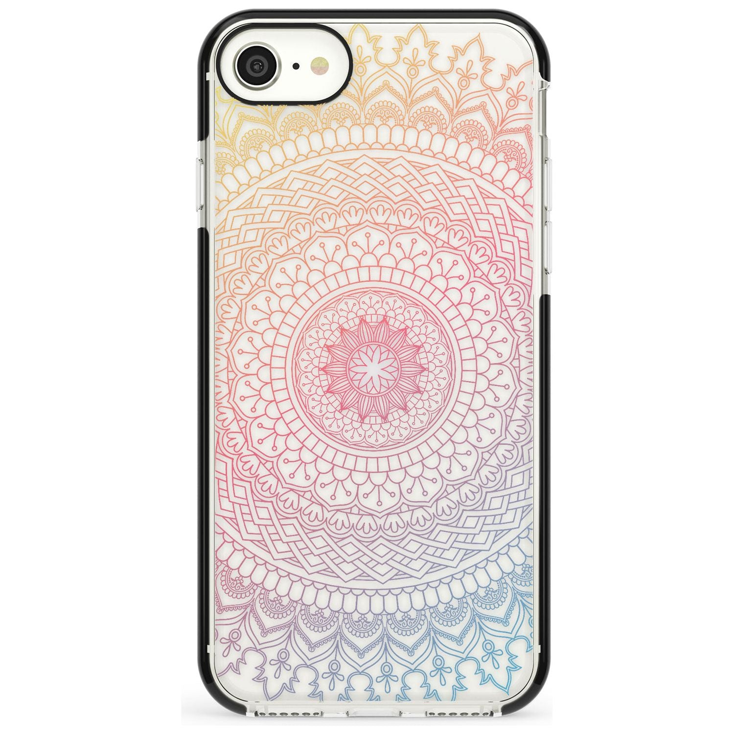 Large Rainbow Mandala Transparent Design Pink Fade Impact Phone Case for iPhone SE 8 7 Plus