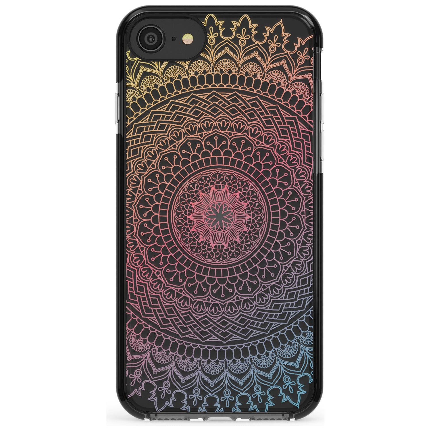 Large Rainbow Mandala Transparent Design Pink Fade Impact Phone Case for iPhone SE 8 7 Plus