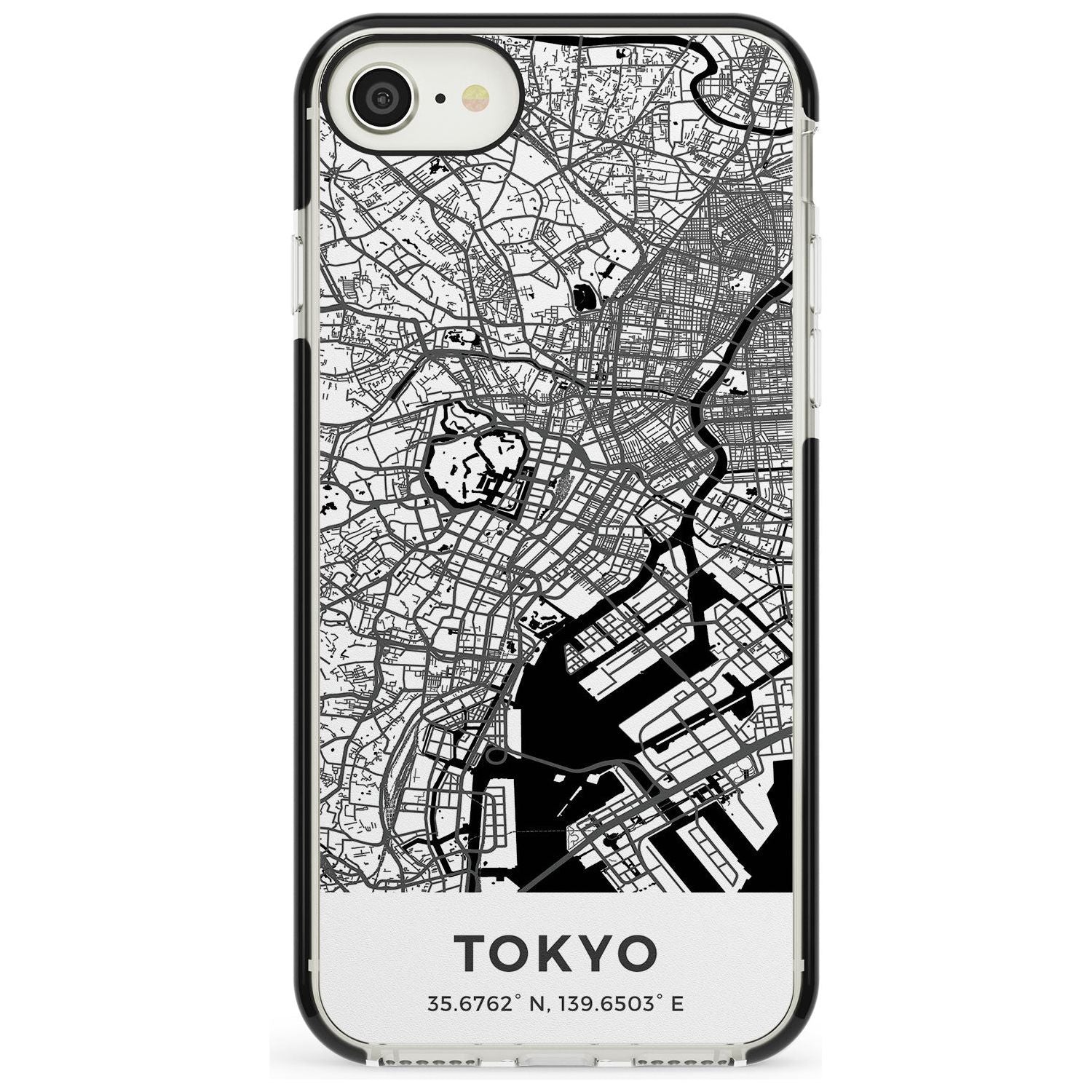 Map of Tokyo, Japan Black Impact Phone Case for iPhone SE 8 7 Plus