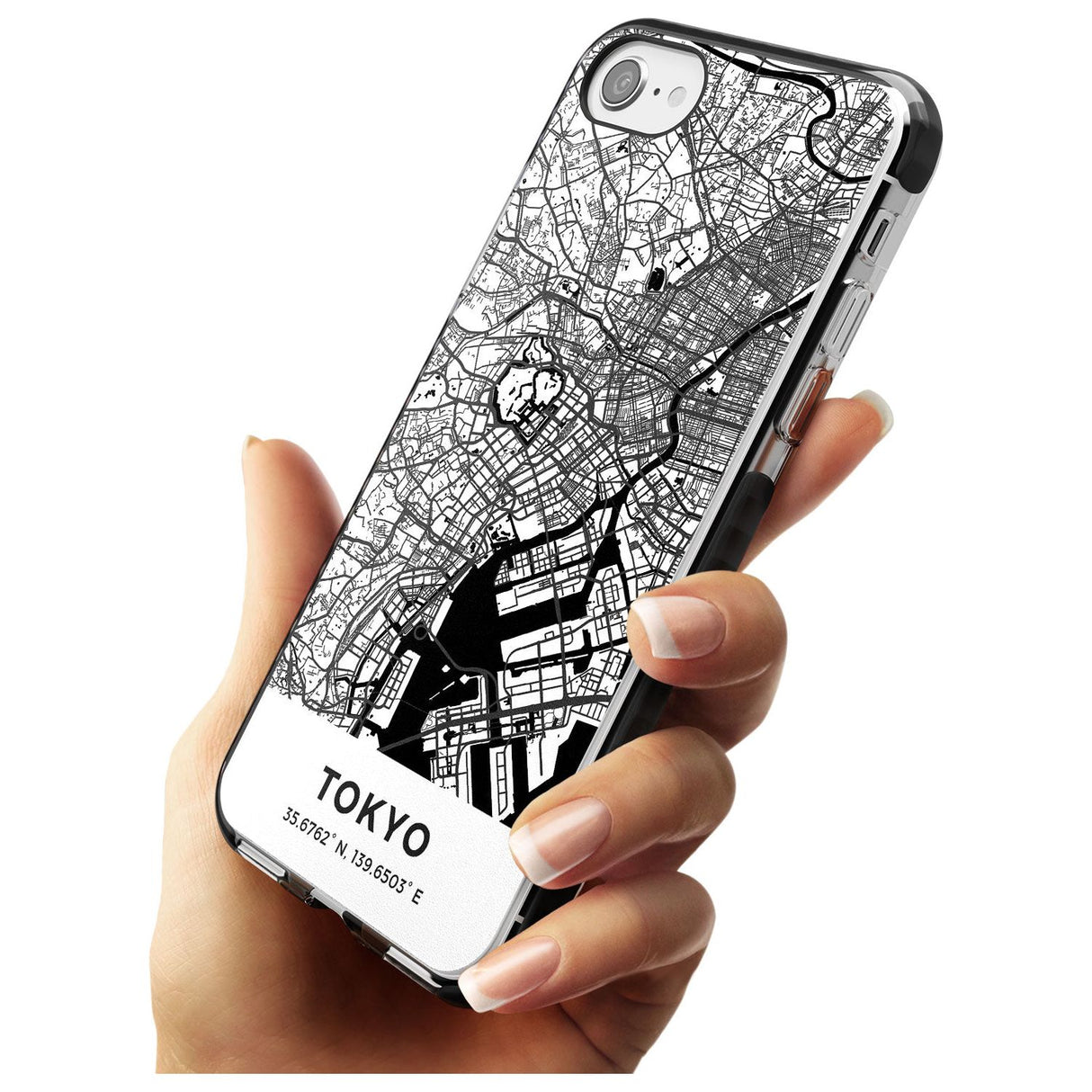 Map of Tokyo, Japan Black Impact Phone Case for iPhone SE 8 7 Plus