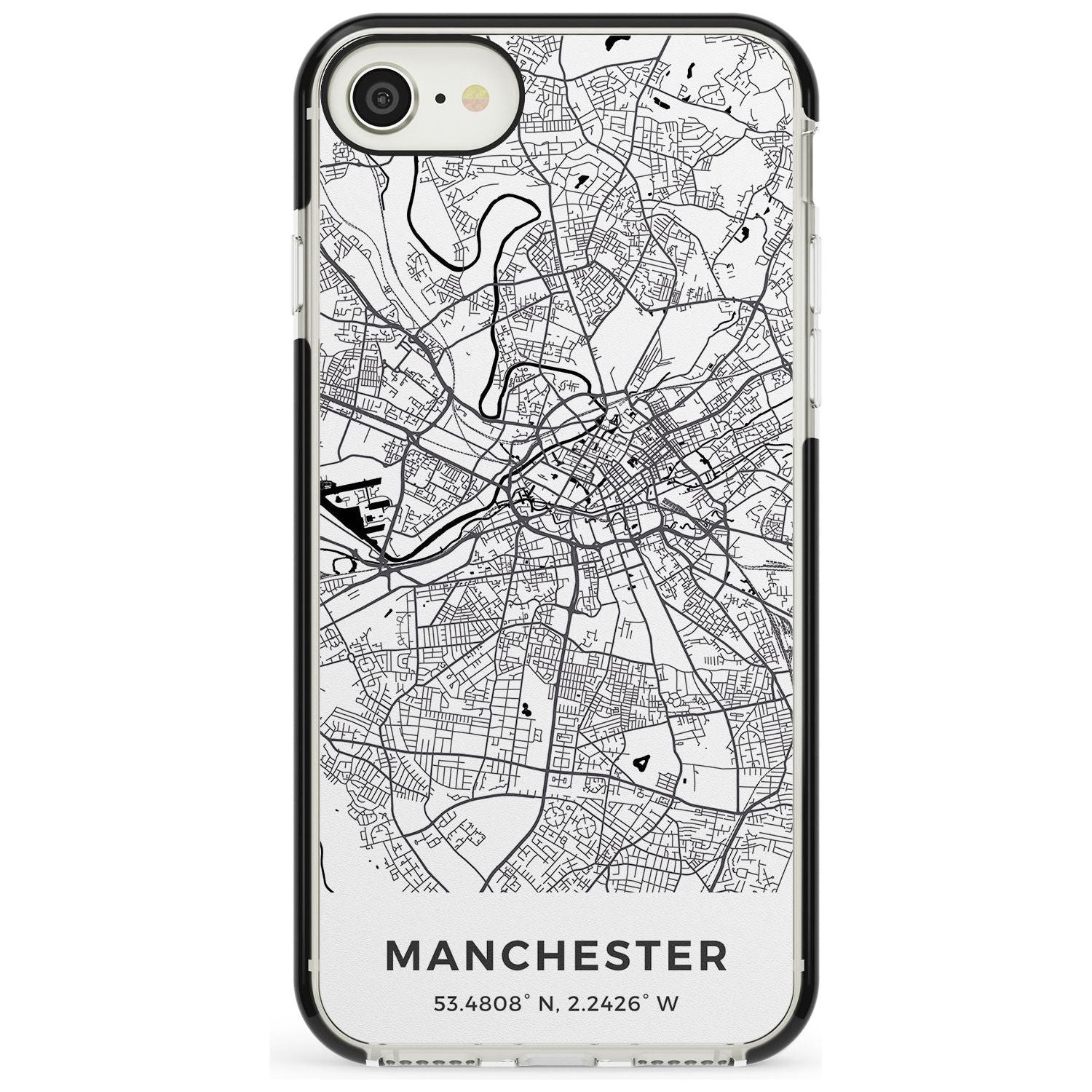 Map of Manchester, England Black Impact Phone Case for iPhone SE 8 7 Plus