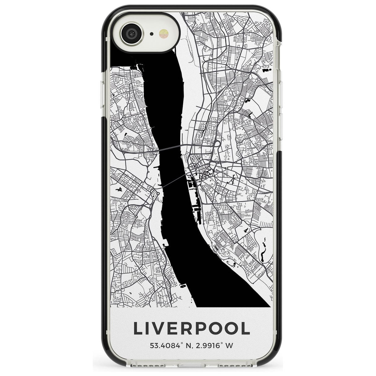 Map of Liverpool, England Black Impact Phone Case for iPhone SE 8 7 Plus