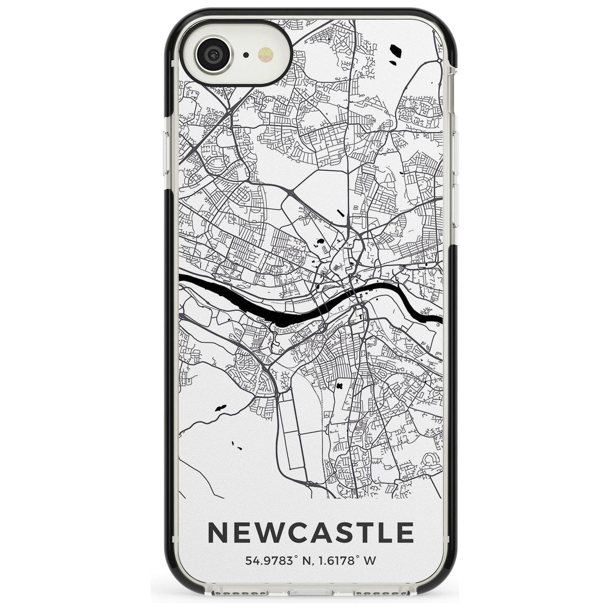 Map of Newcastle, England Black Impact Phone Case for iPhone SE 8 7 Plus