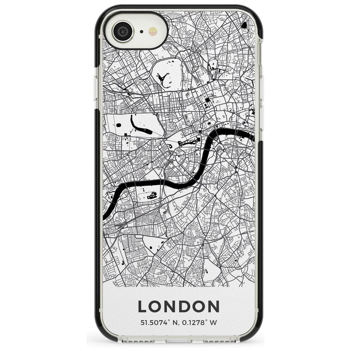 Map of London, England Black Impact Phone Case for iPhone SE 8 7 Plus