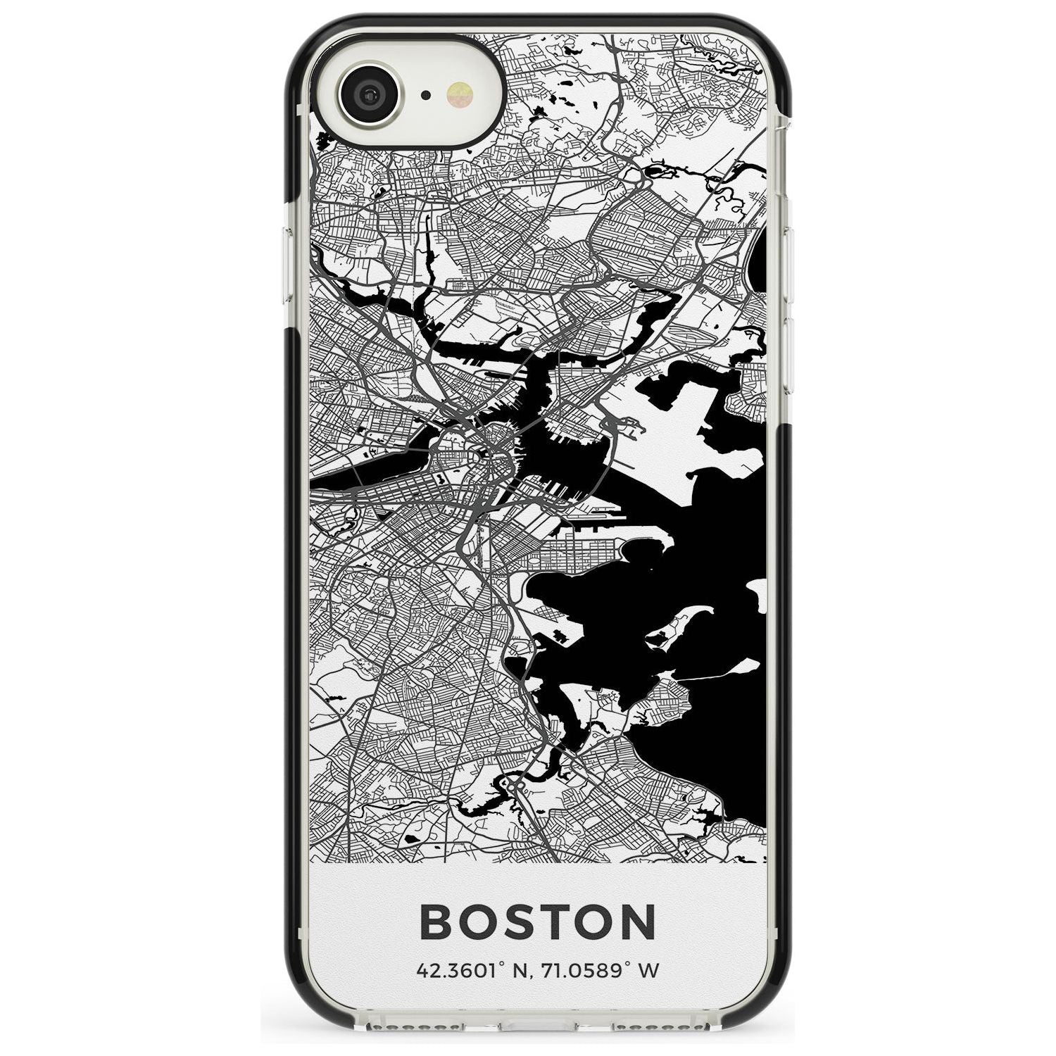 Map of Boston, Massachusetts Black Impact Phone Case for iPhone SE 8 7 Plus