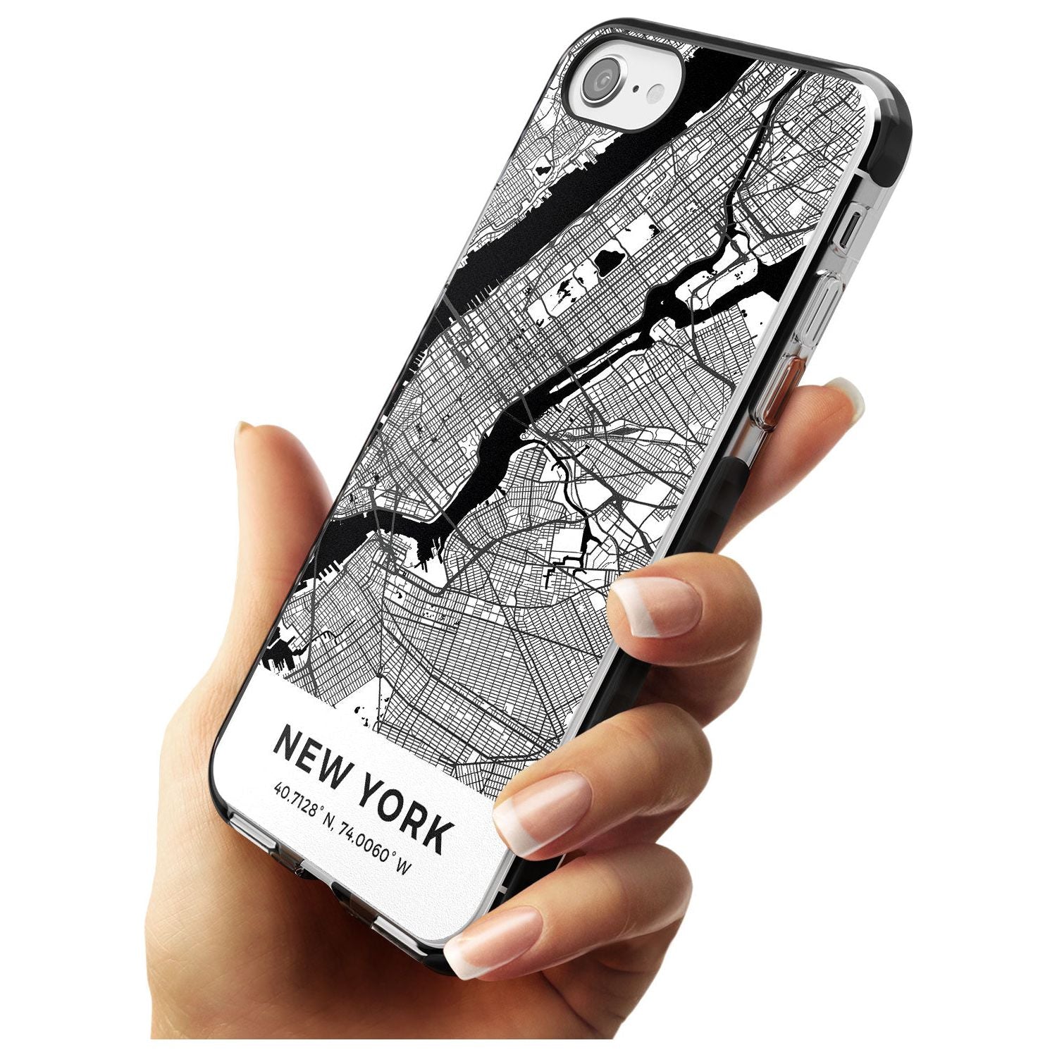 Map of New York, New York Black Impact Phone Case for iPhone SE 8 7 Plus