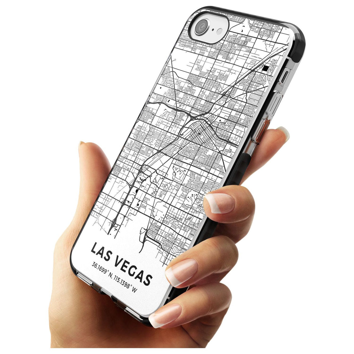 Map of Las Vegas, Nevada Black Impact Phone Case for iPhone SE 8 7 Plus