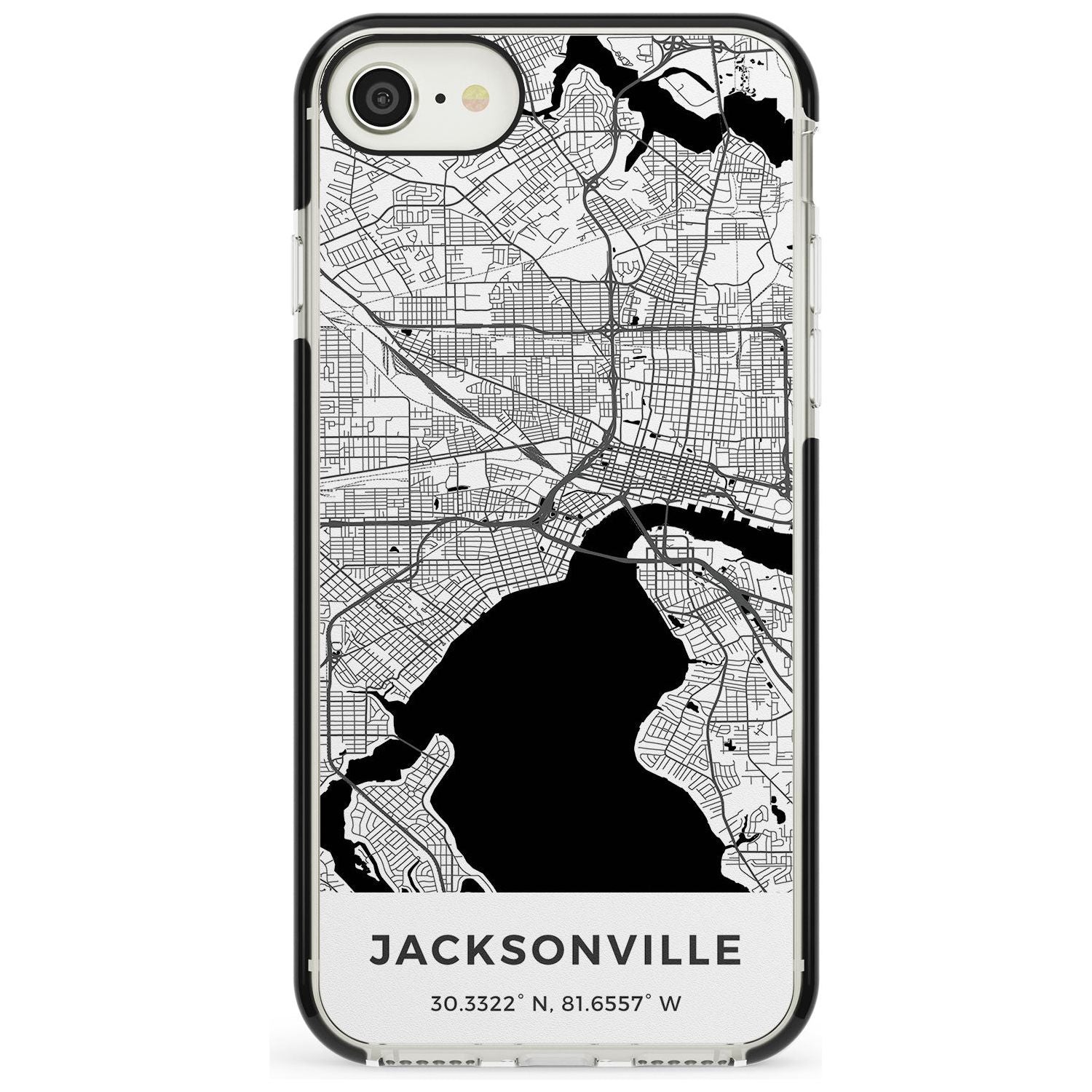 Map of Jacksonville, Florida Black Impact Phone Case for iPhone SE 8 7 Plus