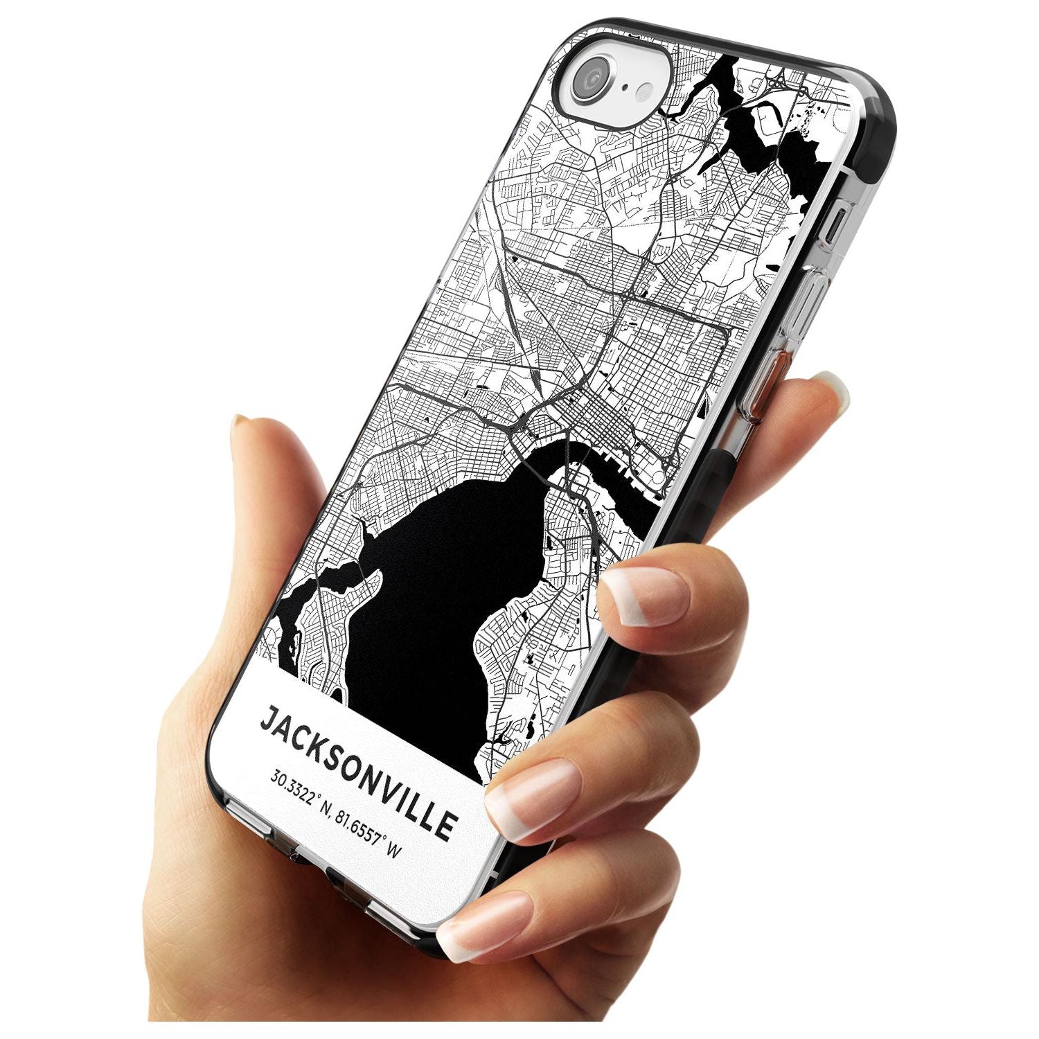 Map of Jacksonville, Florida Black Impact Phone Case for iPhone SE 8 7 Plus
