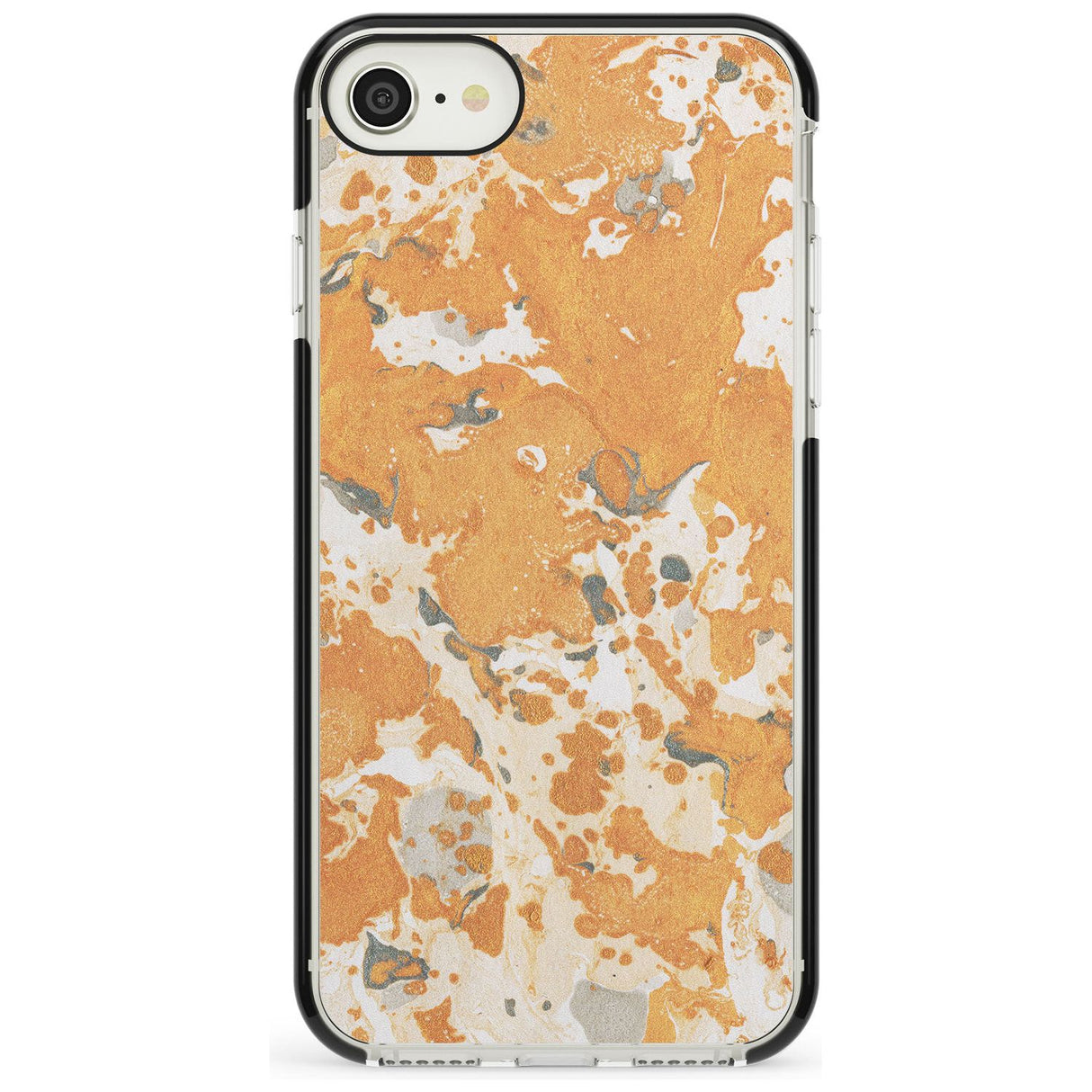 Orange Marbled Paper Pattern Black Impact Phone Case for iPhone SE 8 7 Plus