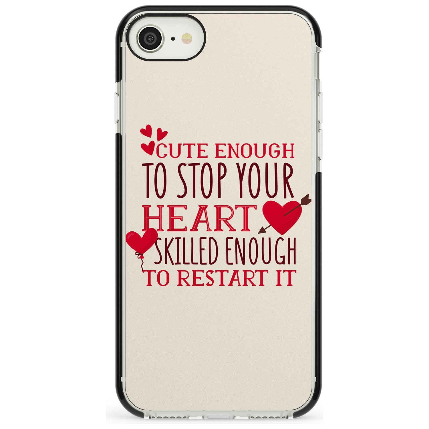 Medical Design Cute Enough to Stop Your Heart Black Impact Phone Case for iPhone SE 8 7 Plus
