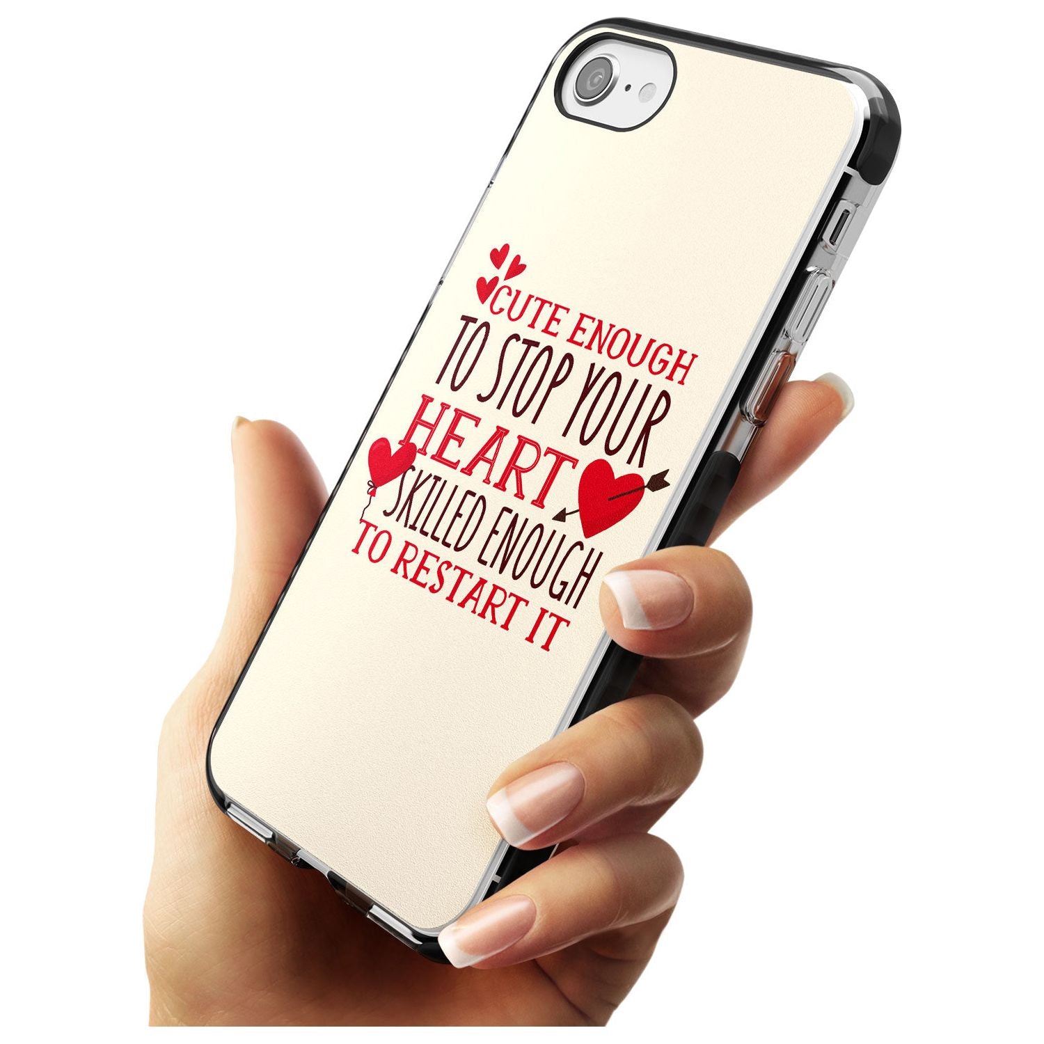 Medical Design Cute Enough to Stop Your Heart Black Impact Phone Case for iPhone SE 8 7 Plus