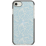 Light Blue Pattern Memphis Retro Pattern Design Black Impact Phone Case for iPhone SE 8 7 Plus