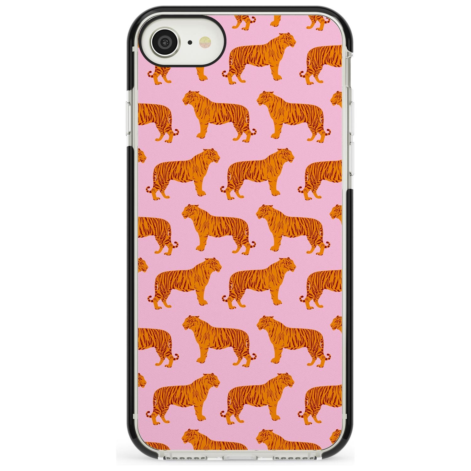 Tigers on Pink Pattern Black Impact Phone Case for iPhone SE 8 7 Plus