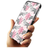 White Tigers on Pink Pattern Black Impact Phone Case for iPhone SE 8 7 Plus