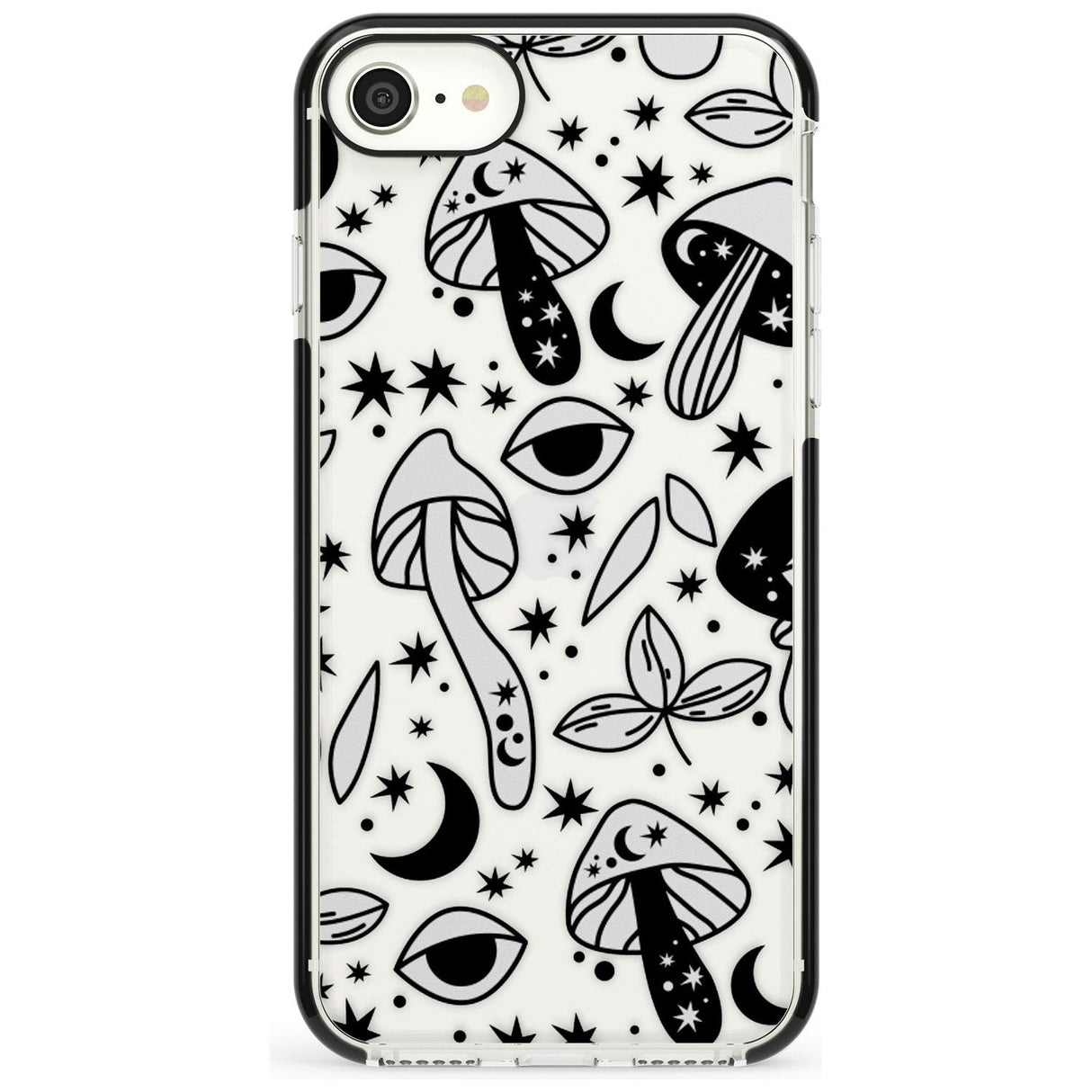 Psychedelic Mushrooms Pattern Black Impact Phone Case for iPhone SE 8 7 Plus