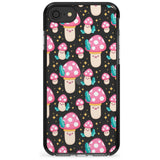 Cute Mushrooms Pattern Black Impact Phone Case for iPhone SE 8 7 Plus