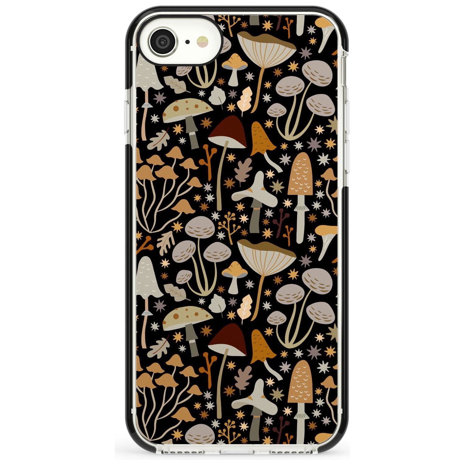 Sentimental Mushrooms Pattern Black Impact Phone Case for iPhone SE 8 7 Plus