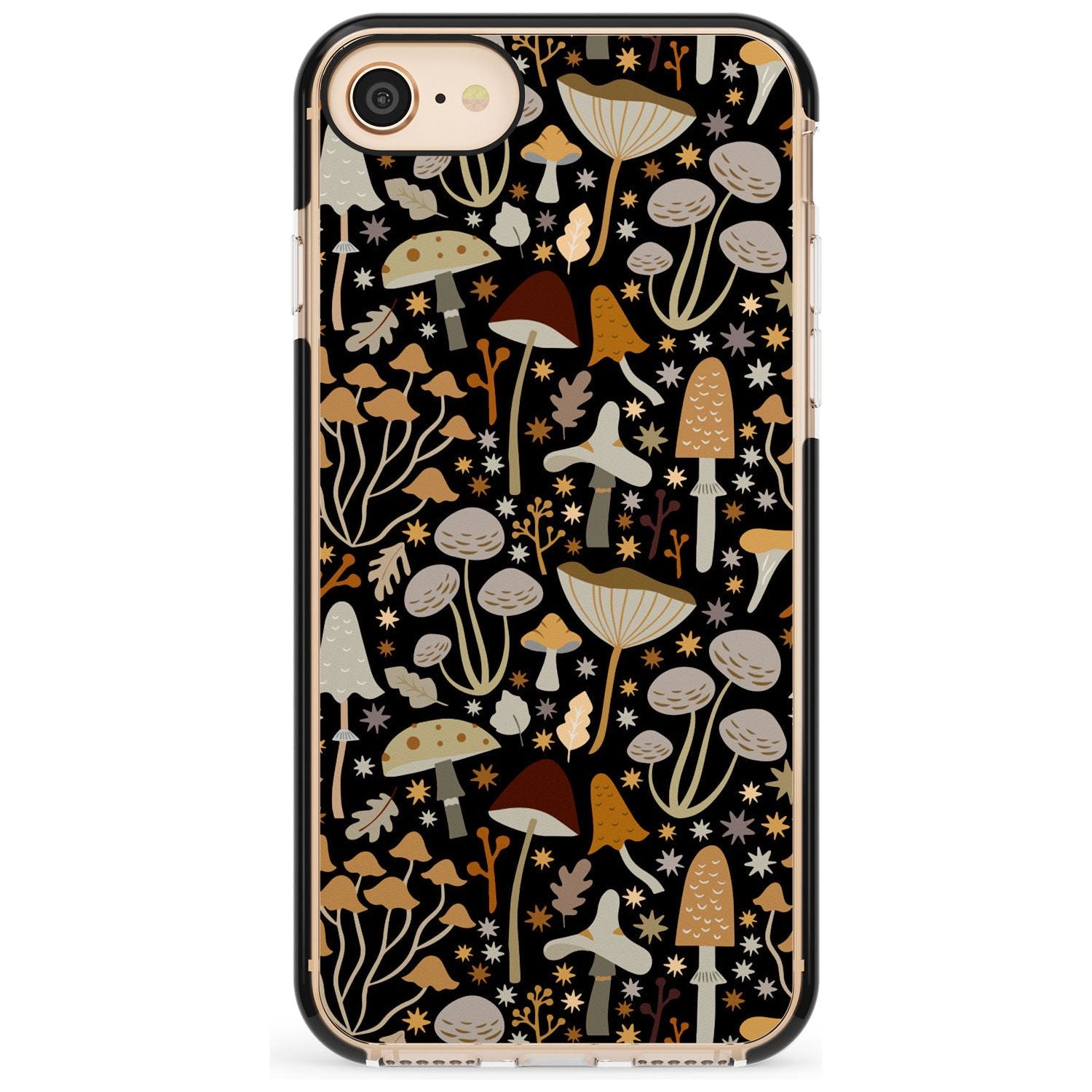 Sentimental Mushrooms Pattern Black Impact Phone Case for iPhone SE 8 7 Plus