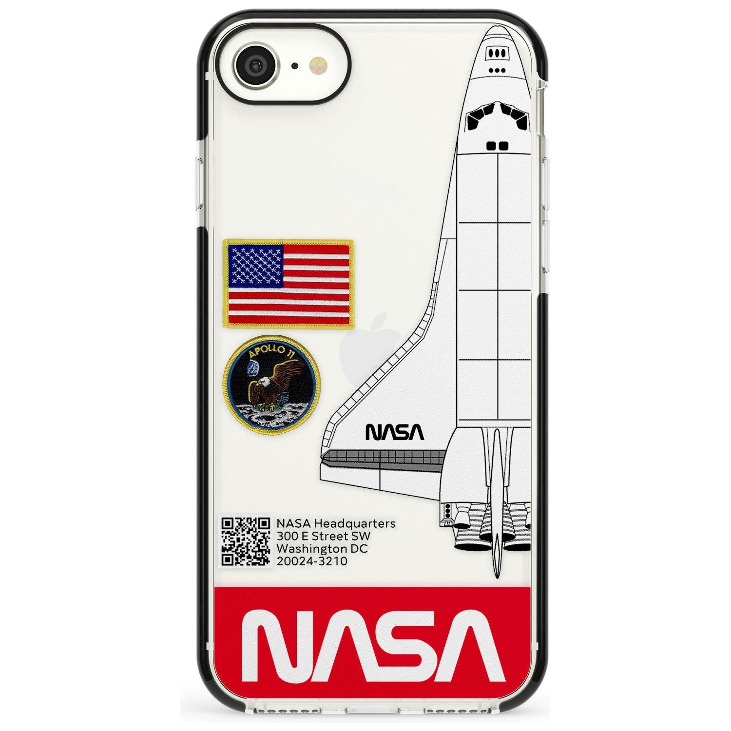 NASA Apollo 11 Black Impact Phone Case for iPhone SE 8 7 Plus