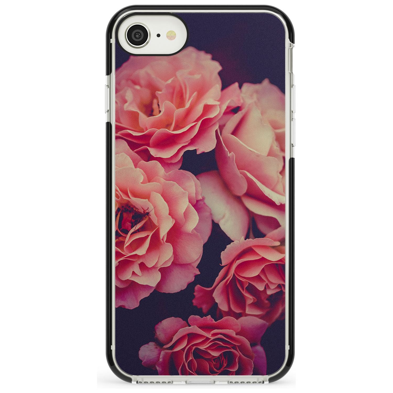 Pink Roses Photograph Black Impact Phone Case for iPhone SE 8 7 Plus