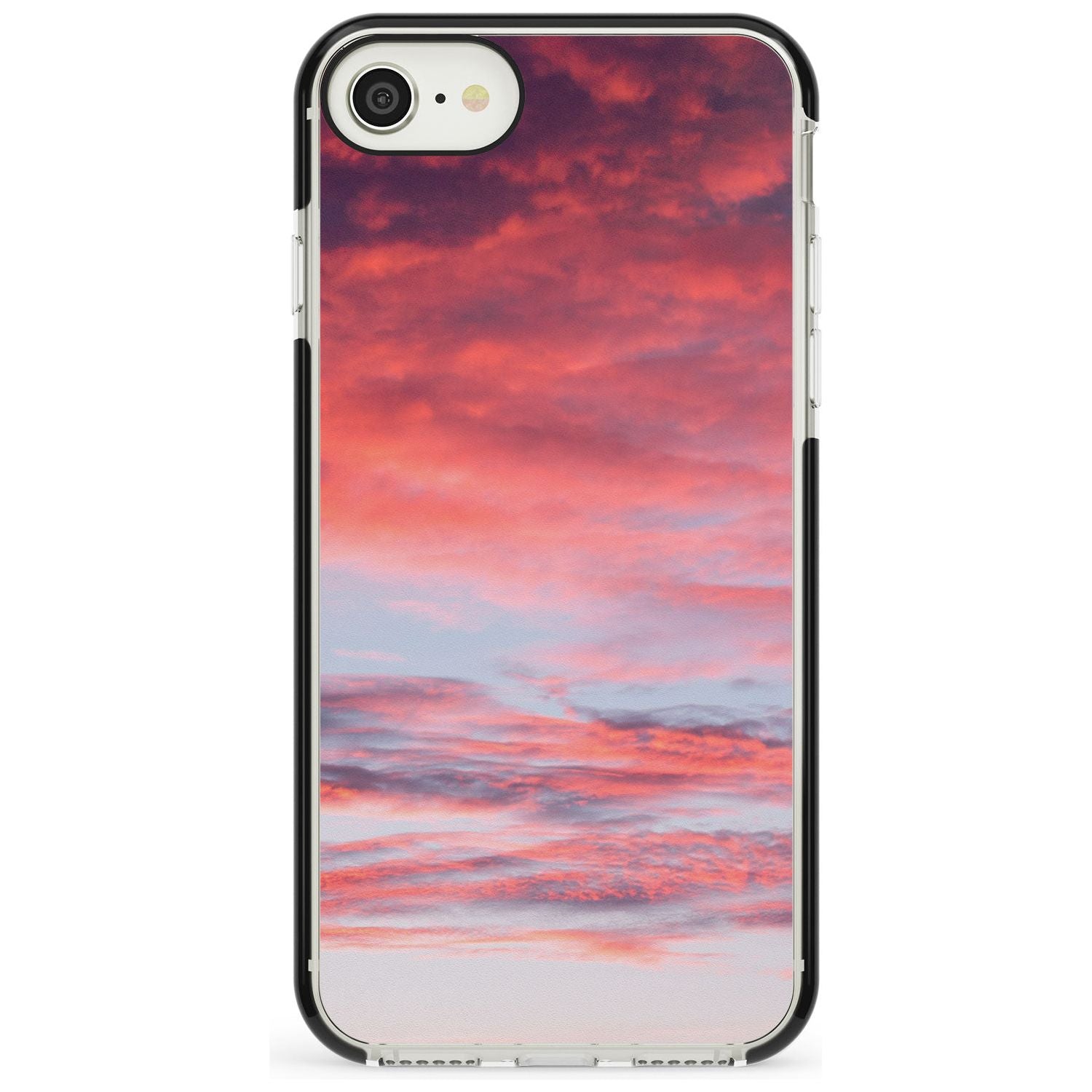 Pink Cloudy Sunset Photograph Black Impact Phone Case for iPhone SE 8 7 Plus