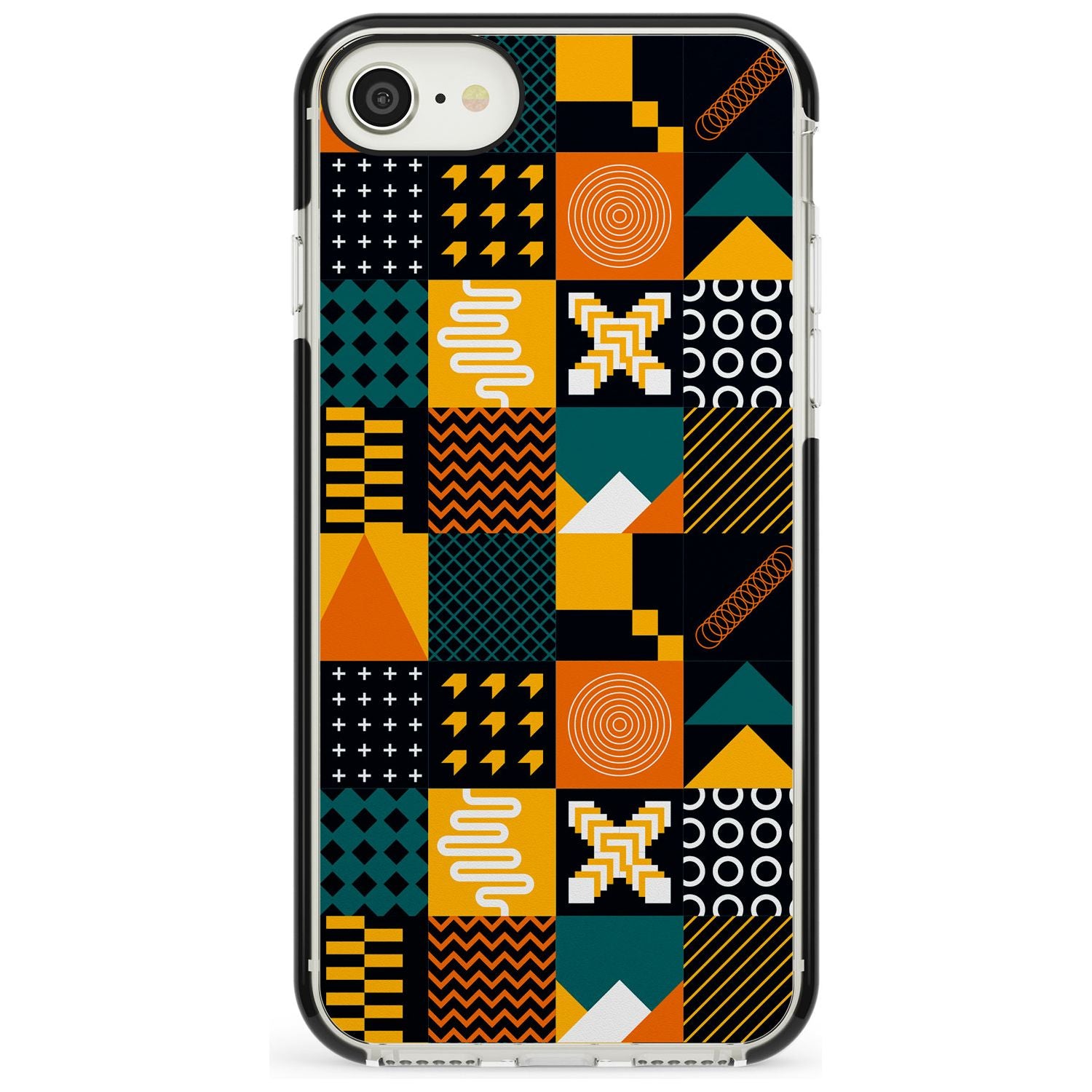 Funky Geometric Patterns: Orange & Dark Green Phone Case iPhone 7/8 / Black Impact Case,iPhone SE / Black Impact Case Blanc Space