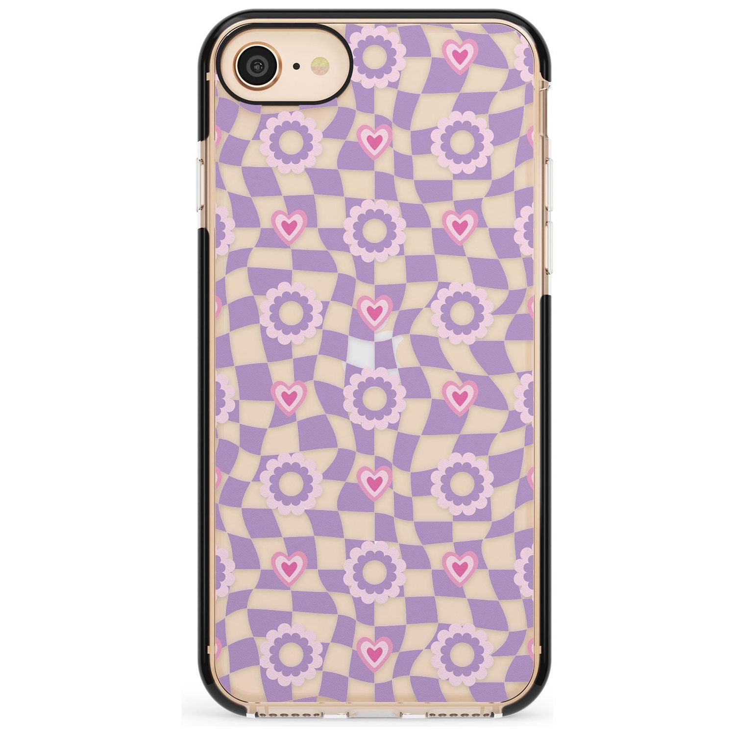Checkered Love Pattern Black Impact Phone Case for iPhone SE 8 7 Plus