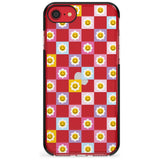 Daisy Squares Pattern Black Impact Phone Case for iPhone SE 8 7 Plus