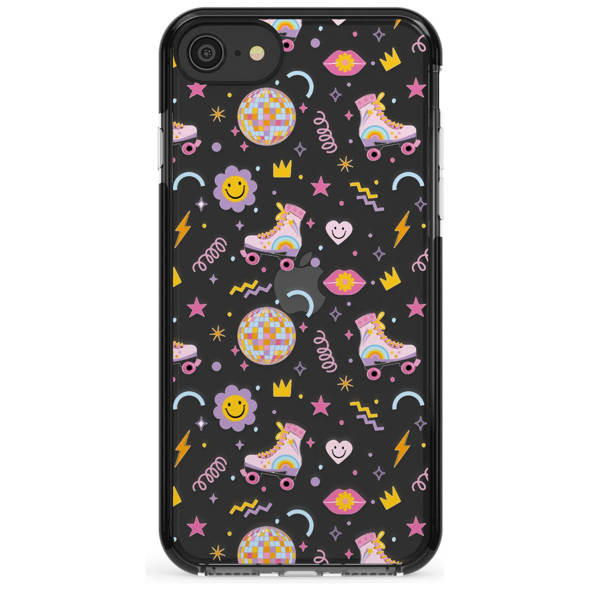 Roller Disco Pattern Black Impact Phone Case for iPhone SE 8 7 Plus