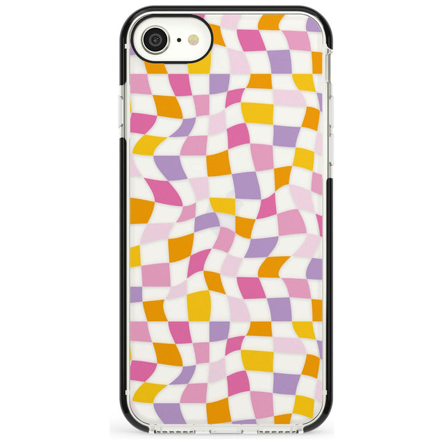 Wonky Squares Pattern Black Impact Phone Case for iPhone SE 8 7 Plus