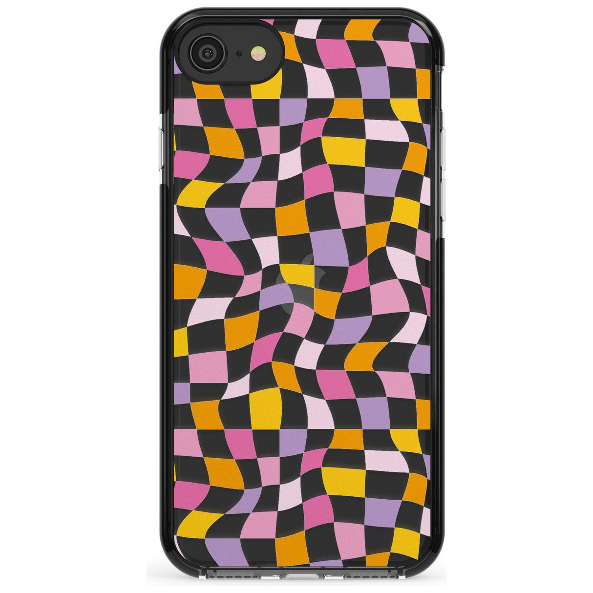 Wonky Squares Pattern Black Impact Phone Case for iPhone SE 8 7 Plus