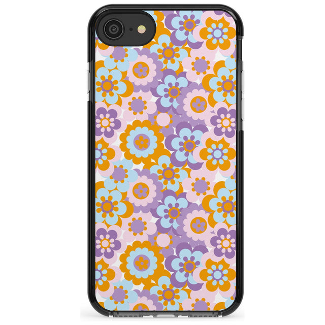 Flower Power Pattern Black Impact Phone Case for iPhone SE 8 7 Plus