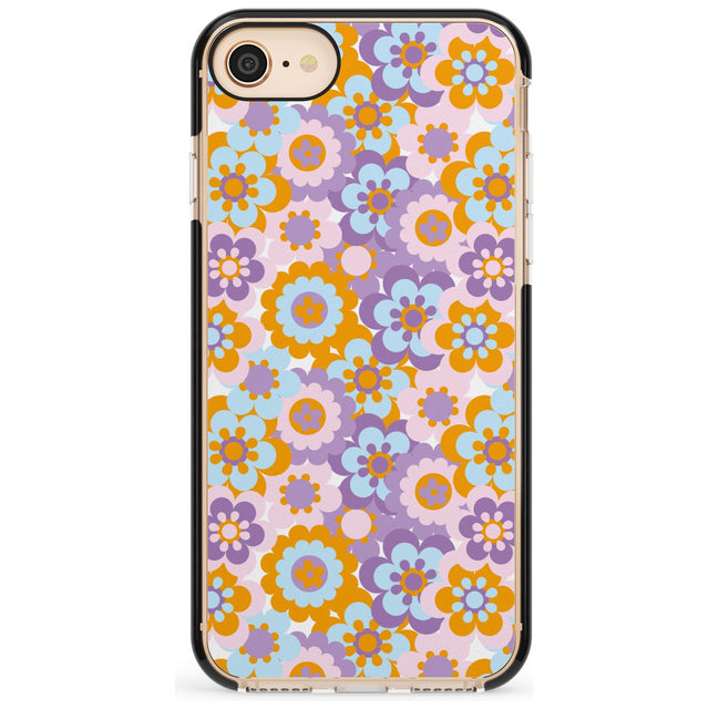 Flower Power Pattern Black Impact Phone Case for iPhone SE 8 7 Plus