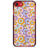 Flower Power Pattern Black Impact Phone Case for iPhone SE 8 7 Plus