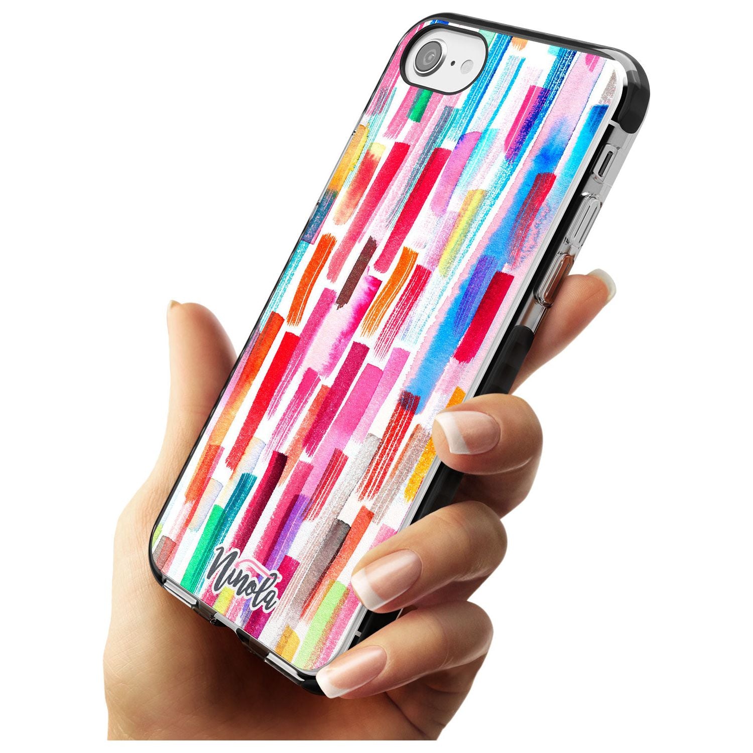 Colorful Brushstrokes Black Impact Phone Case for iPhone SE 8 7 Plus