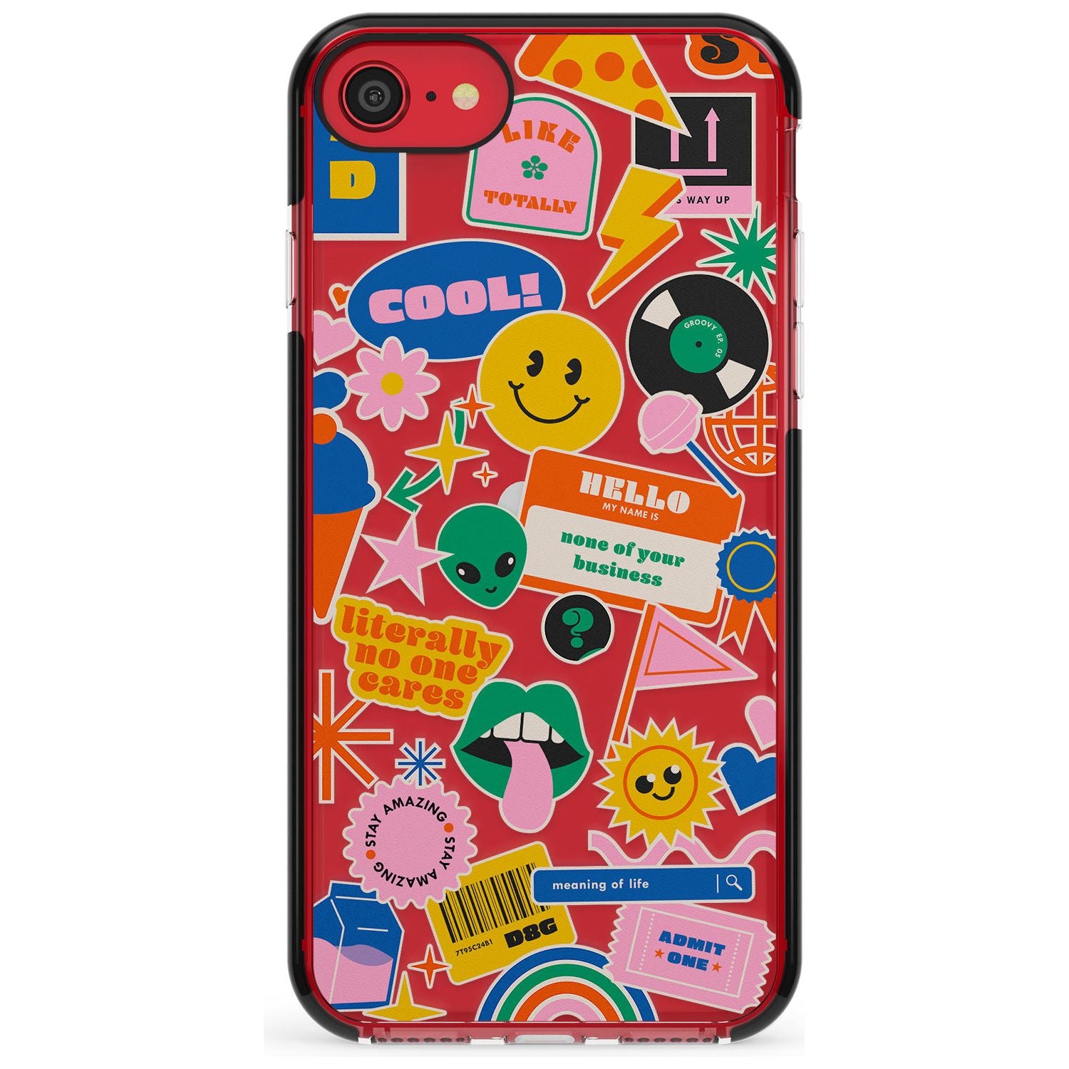 Nostalgic Stickers #1 Pink Fade Impact Phone Case for iPhone SE 8 7 Plus