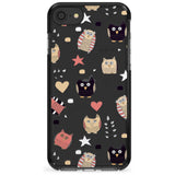 Cute Owl Pattern Black Impact Phone Case for iPhone SE 8 7 Plus