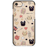 Cute Owl Pattern Black Impact Phone Case for iPhone SE 8 7 Plus