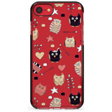 Cute Owl Pattern Black Impact Phone Case for iPhone SE 8 7 Plus