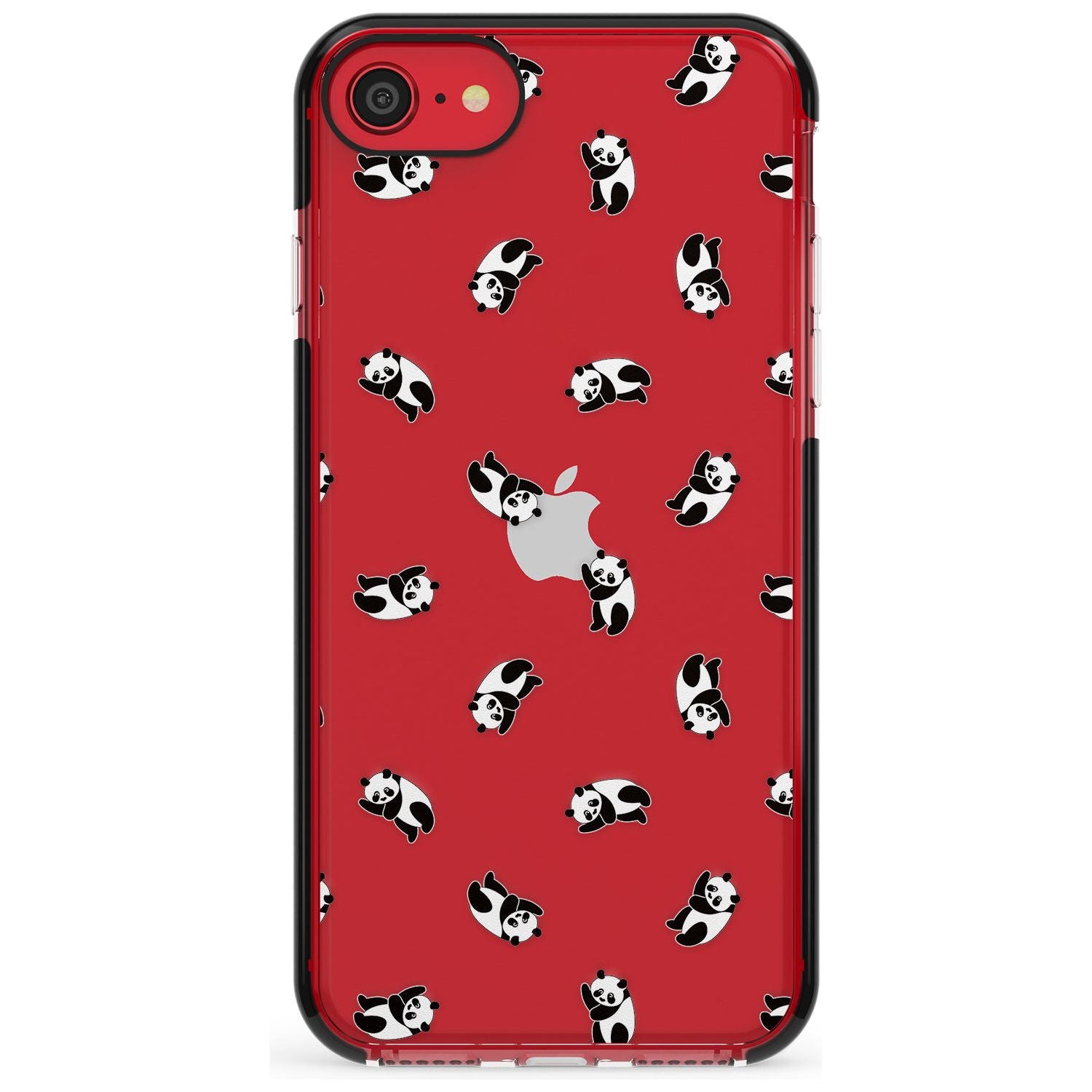 Tiny Panda Pattern Pink Fade Impact Phone Case for iPhone SE 8 7 Plus
