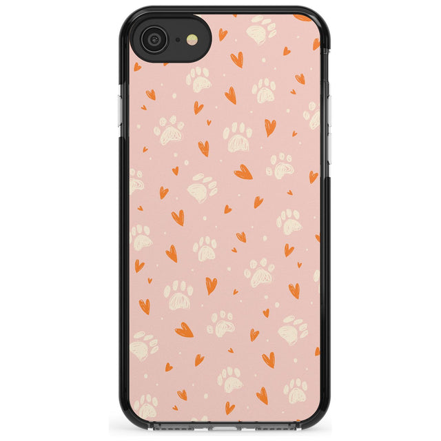 Paws & Hearts Pattern Pink Fade Impact Phone Case for iPhone SE 8 7 Plus