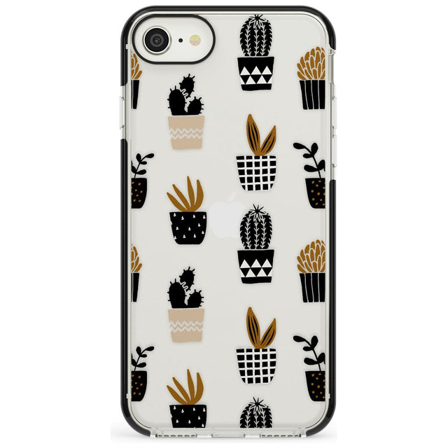 Large Mixed Plants Pattern - Clear Phone Case iPhone 7/8 / Black Impact Case,iPhone SE / Black Impact Case Blanc Space