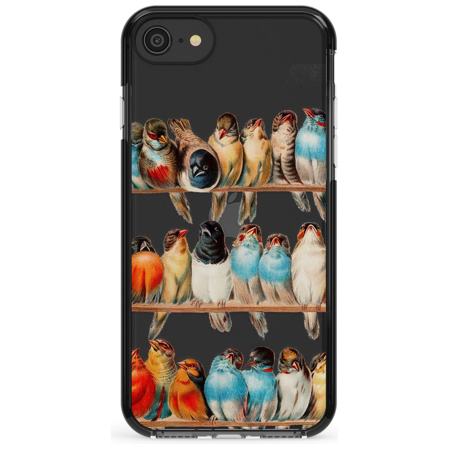 A Perch of Birds Black Impact Phone Case for iPhone SE 8 7 Plus