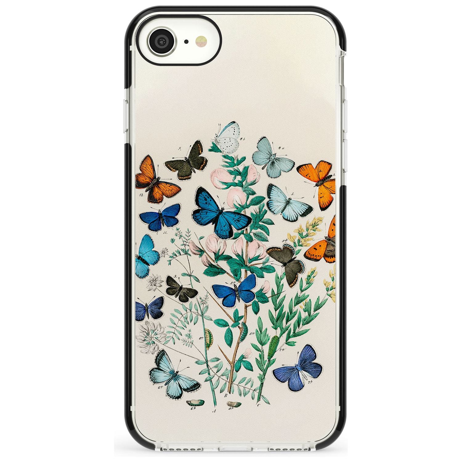 European Butterflies Black Impact Phone Case for iPhone SE 8 7 Plus